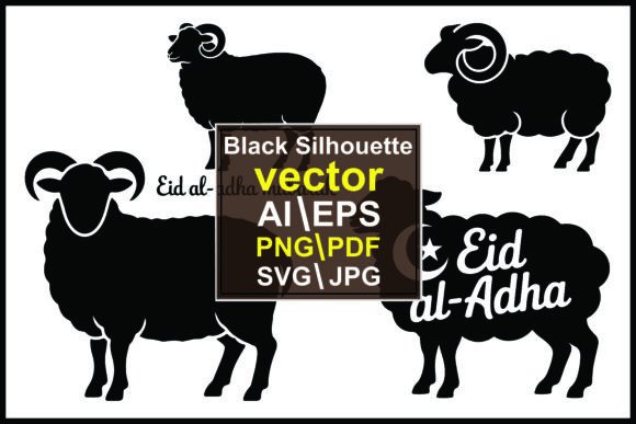 Download Silhouettes Rams with Eid Al- Adha Text - Eid Collection