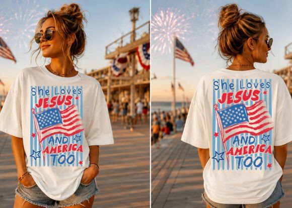 Download She Loves Jesus America Striped Shirt - Premium Bundle